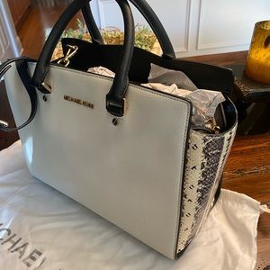 MK Michael Kors leather and snakeskin handbag